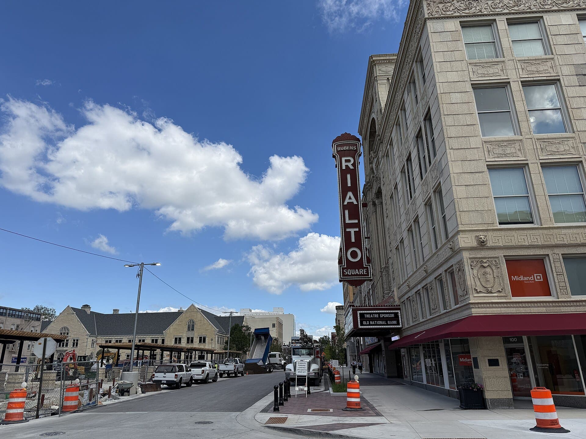 Chicago Street looking north past Van Buren Street in downtown Joliet